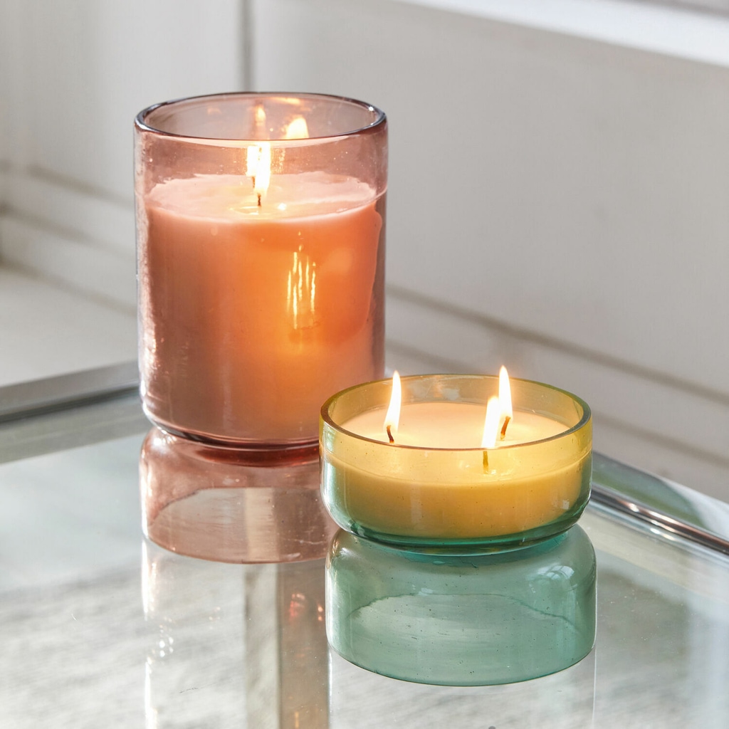 Windlicht mit Kerze 2er Set Catalogne